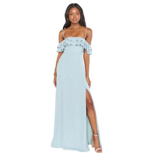 Show Me Your MuMu Sage Green Crisp Ruffled Slit Maxi Dress